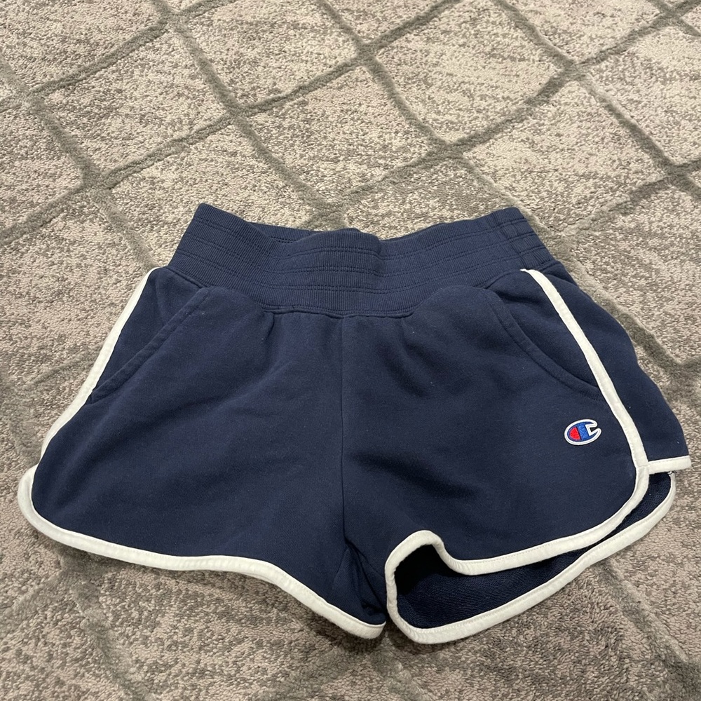 Champion navy sweat shorts. Size XS. fits a small.